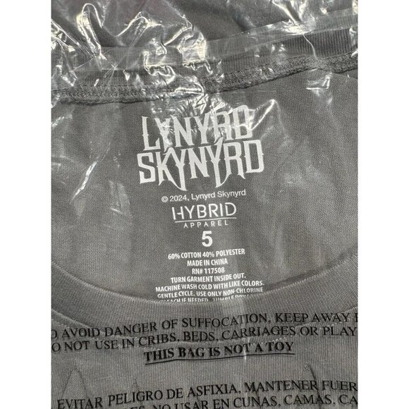 Lynyrd Skynyrd +5 Logo Gray Slashed Neck American Eagle Graphic 3/4 Sleeve Tee - Picture 6 of 6